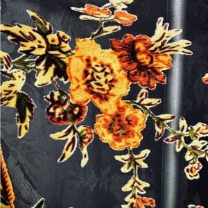 Velvet Burnout Floral Kimono Sheer Black Gold Asym Hem OSFM